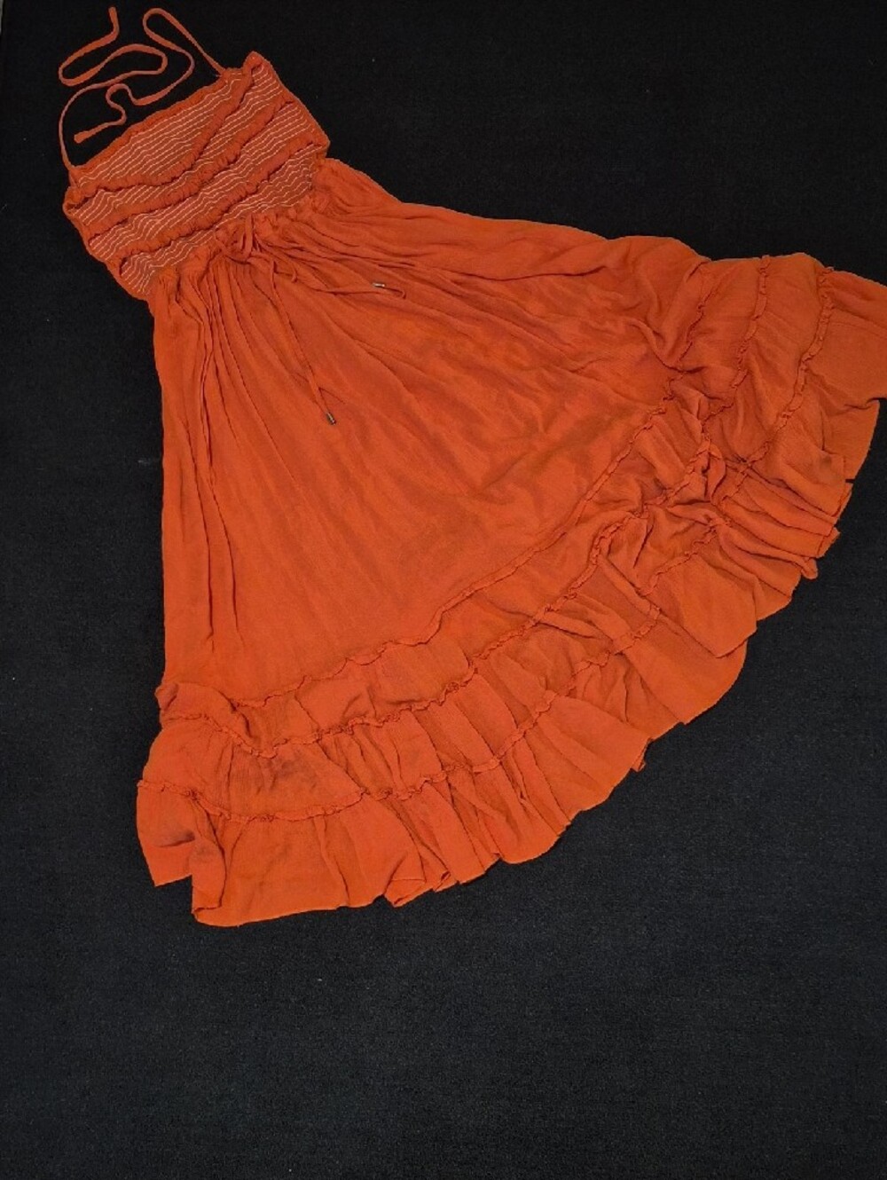 Backless Orange Tiered Ruffle Maxi - Picture 3 of 6